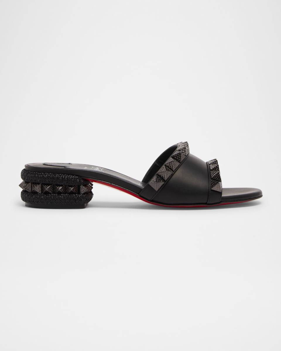 Leather Spike Red Sole Mule Sandals